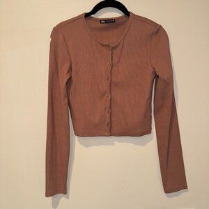 ZARA Like New Cropped Button Sweater